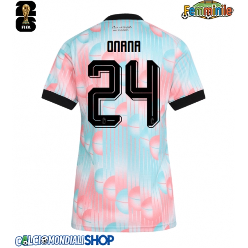 Maglie da calcio Belgio Amadou Onana #24 Seconda Maglia Femminile Mondiali 2026  Manica Corta